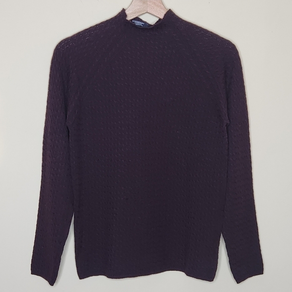 Burberry Sweaters - Burberry London Vintage  100% Merino Wool Cable Knit Mock Neck Sweater • Small